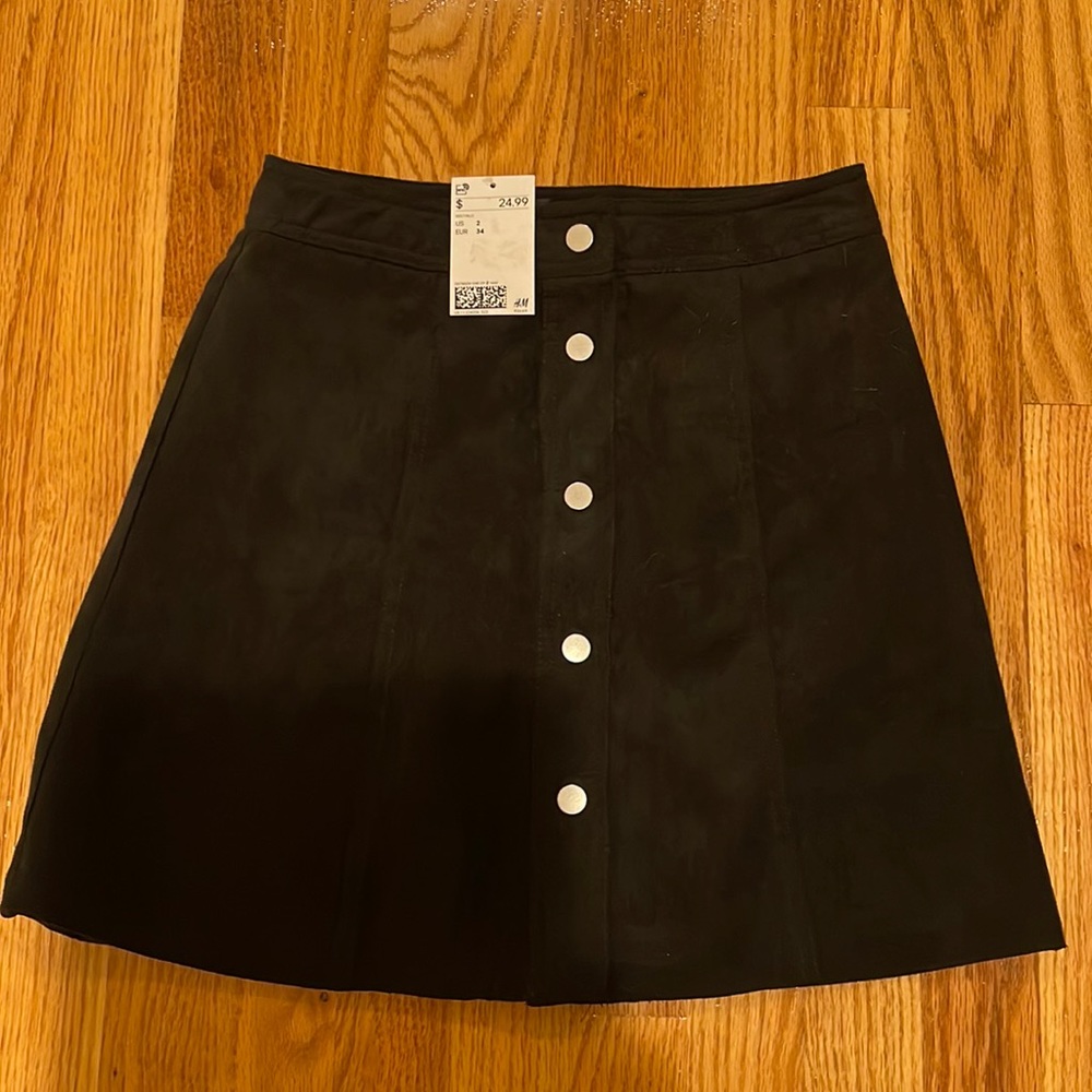 Divided faux suede skirt